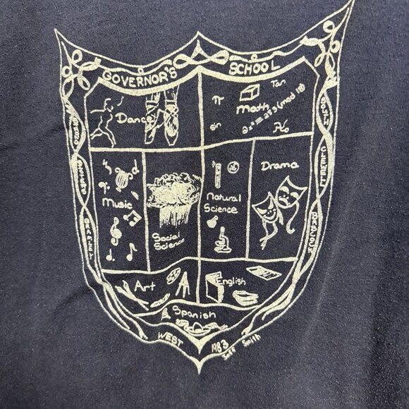 Vintage 80s Governor's School West T Shirt Mens XL 21x26 Blue USA - Picture 5 of 9